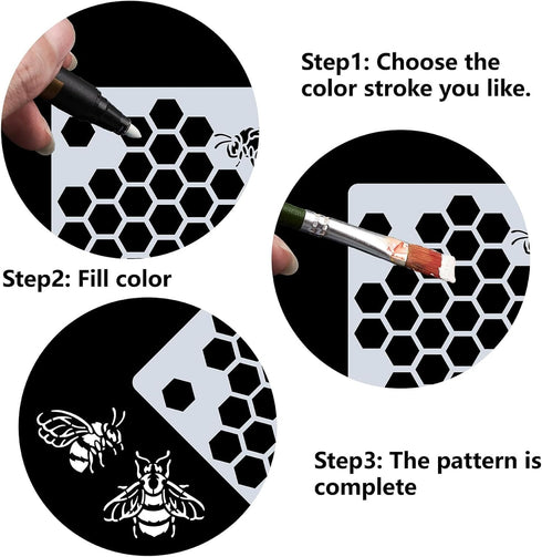 GORGECRAFT 8.27"x11.7" Bee Honeycomb Theme Stencil Plastic Drawing Art Reusable Template Sets Hexagon Reusable Template for Wall Wood Tile Floor F...