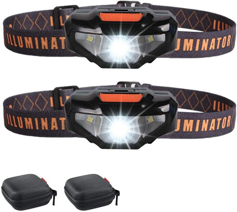 COSOOS 2 LED Headlamps Flashlights with Portable Cases, 1.6oz Mini Bright Running Headlamp, Waterproof Head Lamps, Small Headlights for Adults, Ki...