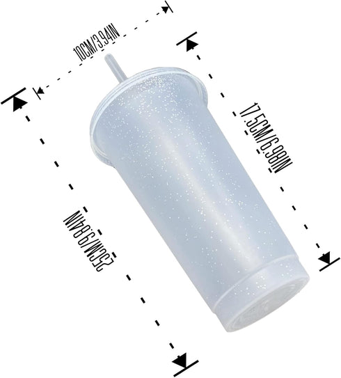 Generic 24 oz Reusable Glittered Translucent Cold Cup with straw and Lid 4 Pack...