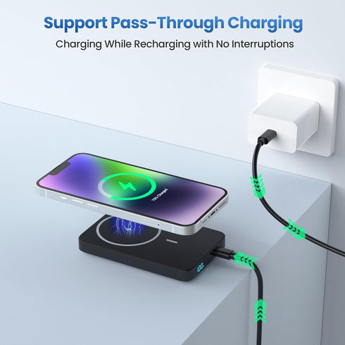 Magnetic Portable Charger Power Bank,Slim 5500mAh Wireless Power Bank,LCD Display External Battery Pack Compatible with Magsafe,iPhone 15/15 Pro/1...