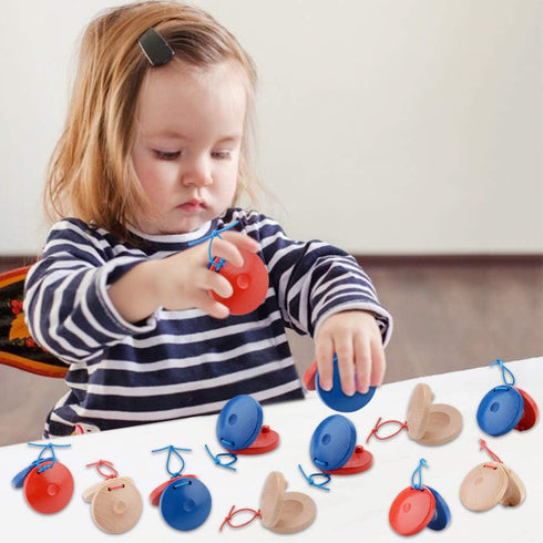 B bangcool Wooden Percussion Instrument Finger Castanets: 12Pcs Wood Castanets Creative Musical Instrument for Kids Percussion Toy...