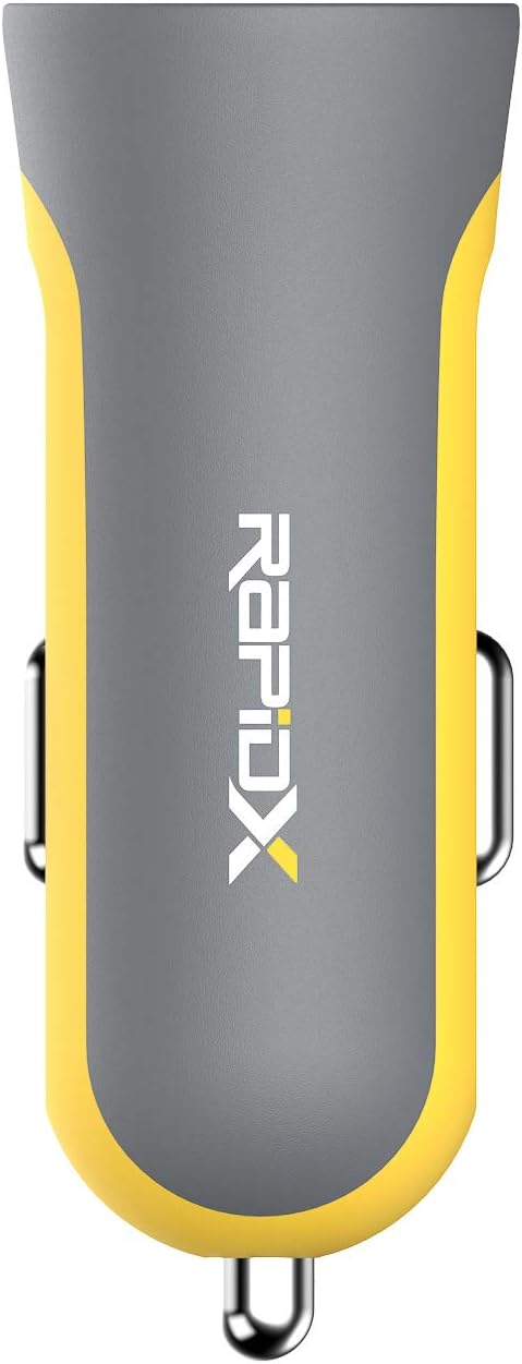 RapidX X2PD 30W USB-C PD Compact & Fast Dual Car Charger iPhone 14/13 / 12/11 / X / 8, Samsung Galaxy S22 S21 S20 S10 Note - Yellow...