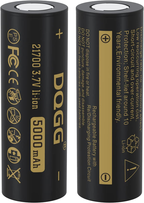 3.7 Volt 2??1??7??0??0 Rechargeable Battery 5??00??0mAh Battery 2 Pack Large Capacity Batteries for LED Flashlight, Headlamps, etc...