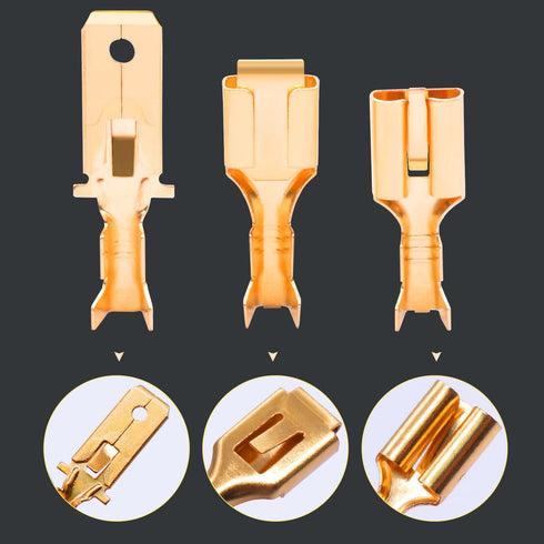 Twidec/150PCS 6.3mm Male Female Spade Connector Quick Splice Crimp Terminals Non Insulated Wire Connector for Electrical Wiring Relay Car Audio Sp...