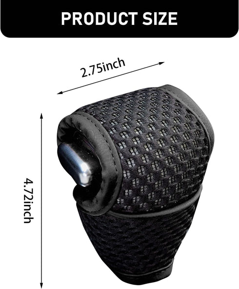 1 PC Car Shift Knob Cover, 5D Mesh Fabric Velcro Opening T-Shaped Sweat-Absorbent Non-Slip Breathable Gear Shift Head Dust-Proof Decorative Cover,...