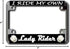 Lady Rider White Rose Chrome Motorcycle License Plate Frame...