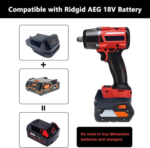 Adapter Convert for Ridgid to Milwaukee, AR18ML Battery Converter for Ridgid AEG 18V Hyper li-ion to Work with for Milwaukee M18 18V Lithium Power...