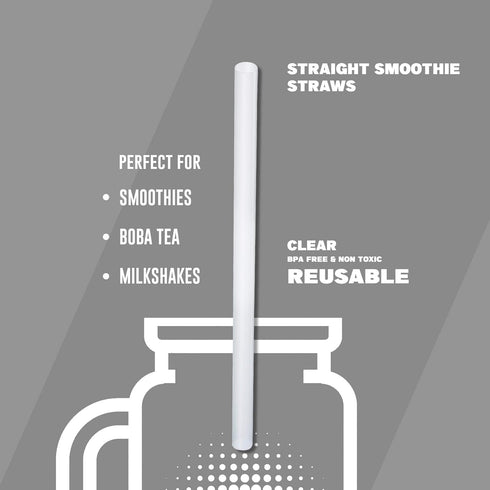 Clear Jumbo Smoothie Straws, Clear Disposable Wide-mouthed Large Milkshake Straws 9'' Inches High/Tall 100 pack...