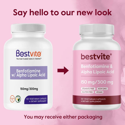 BESTVITE Benfotiamine 150mg / Alpha Lipoic Acid 300mg (120 Vegetarian Capsules) - No Stearates - Vegan - Gluten Free - Non GMO...