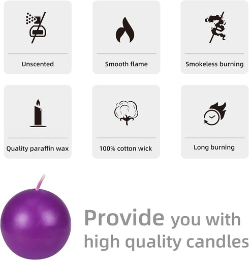 Zest Candle 12-Piece Ball Candles, 2-Inch, Purple...