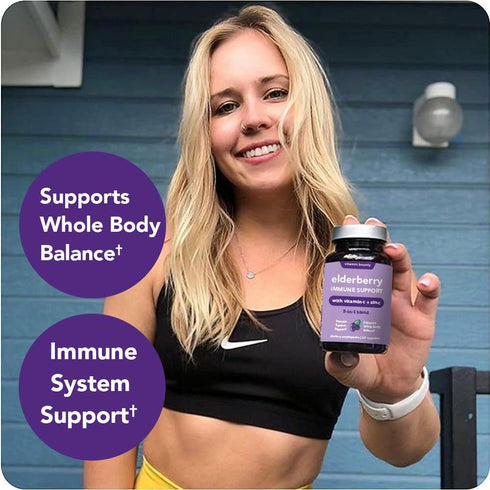 Vitamin Bounty Elderberry Organic Elderberry Capsules for Adults - Elderberry Vitamin C and Zinc Supplement, & Echinacea, Immune System Support, A...