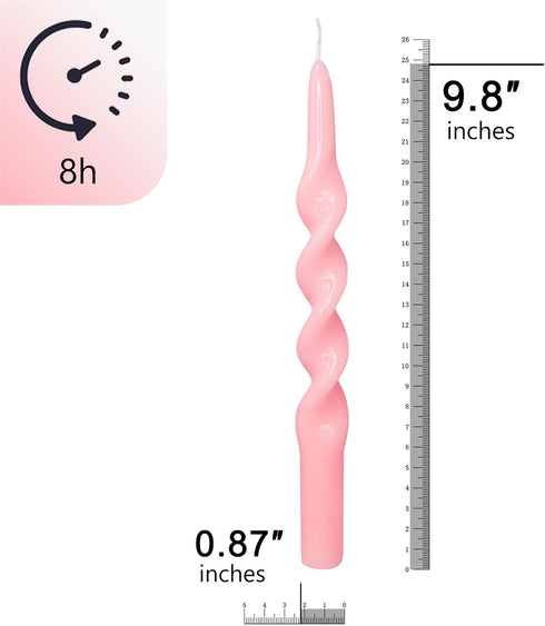 Pink Candlesticks Spiral Taper Candle - Set of 2 Unscented Twisted Candle Wax 10 Inch Long Candle Sticks Unscented Tapered Candles for Home Decora...