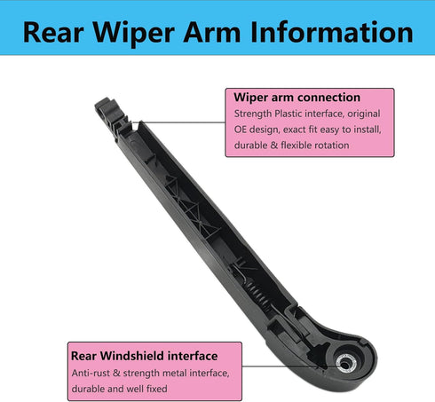Rear Wiper Blade Arm Set Replacement for Hyundai Elantra 2012-2017, Hyundai Elantra GT 2013-2020 Back Glass Wipers, Factory OE Style Rear Windshie...