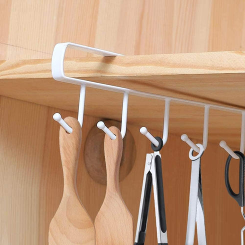 3pcs Mug Hooks Under Cabinet Mug Holder Rack,Drilling Free Coffee Cups Holder Hanger for Cups/Kitchen Utensils/Ties Belts/Scarf/Keys Storage,Fit f...