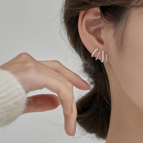 Sterling Silver Earrings For Women Claw Earrings Cubic Zirconia Half Hoop Stud Earrings Claw Earrings Cuff To My Daughter Warp Cuff Earrings Daint...