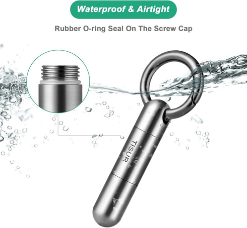 Small Keychain Pill Holder.TISUR Titanium Pill Case Waterproof Pill Fob for Travel Purse Pocket Pill Container Box,Small Pill Organizer...