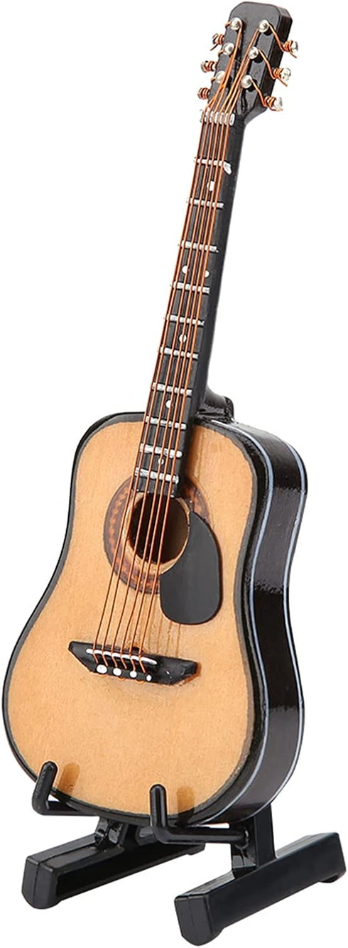 Miniature Guitar Model, Wooden Mini Guitar with Stand and Case, Dollhouse Guitar, Musical Instrument Model Home Decor(10CM)...
