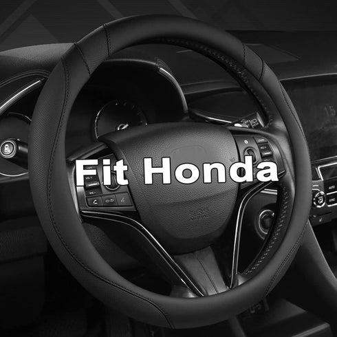West Llama Customized Auto Car Steering Wheel Cover for Honda Civic, CR-Z, Insight, S2000, 14" - 14.25" (Black-Small Size)...