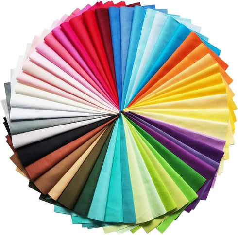 Quilting Fabric, 50 Pcs Fat Quarter Fabric Bundles 8" x 8" (20cm×20cm) Solid Colors Pure Cotton, Precut Squares Sewing Quilting Patchwork Scraps f...