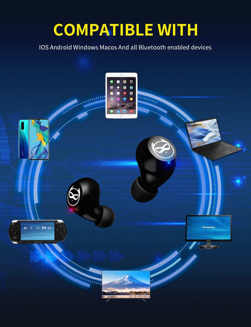 Wireless Earbuds Bluetooth, Wireless Earbuds for Kids Bluetooth 5.0 Waterproof in-Ear Headphones with Mic and Charging Case, Deep Bass Touch Contr...
