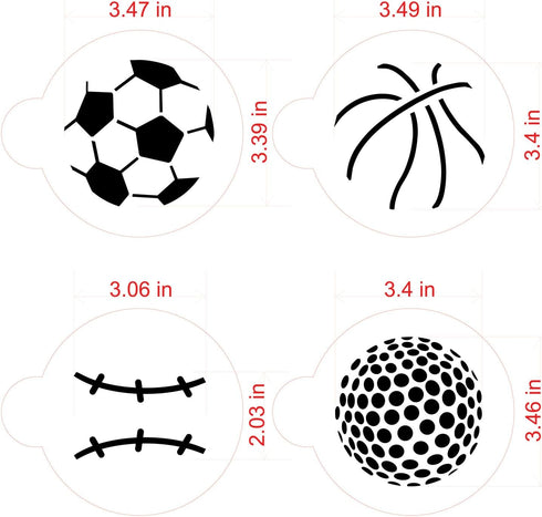Designer Stencils Large Sports Ball Cookie Stencils (Basketball - Golf - Soccer - Baseball) , Beige/semi-transparent...