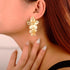 Gold Large Double Flower Earrings for Women Boho Statement Flower Earrings Bohemian Gold Elegant Chic Flower Dangle Earrings Unique Flower Jewelry...