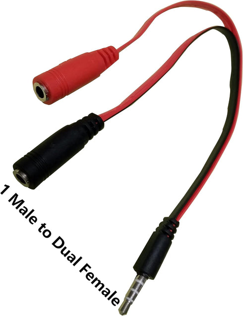 3.5mm Headphone Microphone Splitter Audio Y Splitter Adapter 1/8 TRRS 1 Male to 2 Female Audio Adapter Cable for MP3 Laptop PC Gaming Headset 6.3 ...