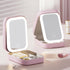 Travel Makeup Bag With Led Mirror,Small Makeup Organizer With Light,Pink Beautifect Box Portable Makeup Bag Make Up Case, Gift For Girl&Lady (Pink...