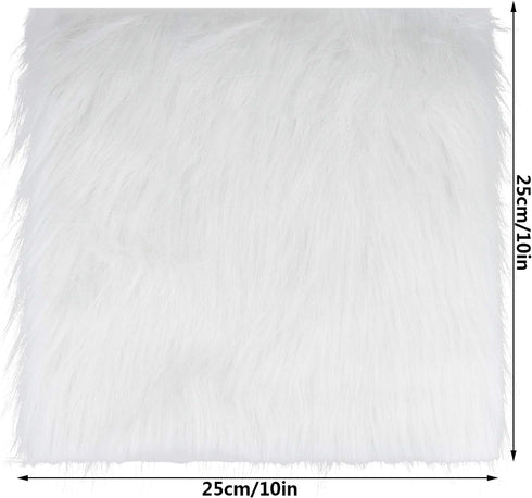 4pcs Faux Fur Shaggy Fluffy Faux Fur Fabric for DIY Craft Costume Seat Cushion Pad 10x10inch (White)...