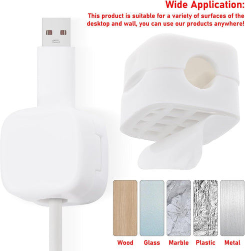 12 Pack Cord Organizer, Magnetic Cable Management Clips for Desktop, Self Adhesive Wire Charger Keeper for Phone, Kitchen Appliances, Earphone Org...