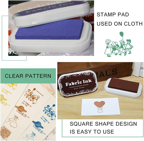 Roucerlin Bright Color Craft Ink Pad Stamps Partner, Fabric Ink Pad Finger Ink Pad, Craft Stamp Pad for Rubber Stamps, Paper, Wood, Fabric (BD-280...