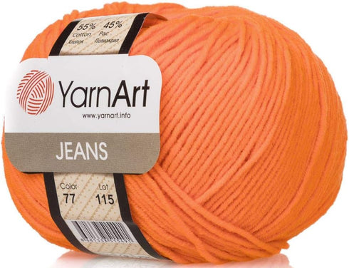 Yarn Art 55 percent Cotton 45 percent Acrylic YarnArt Jeans Sport Yarn 1 Skein/Ball 50 gr 174 yds (77)...