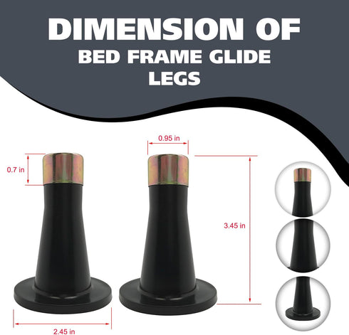 Kings Brand Furniture - Plastic Bed Frame Glide Legs - Bed Frame Leg Feet to Replacement Wheels - Set of 6...