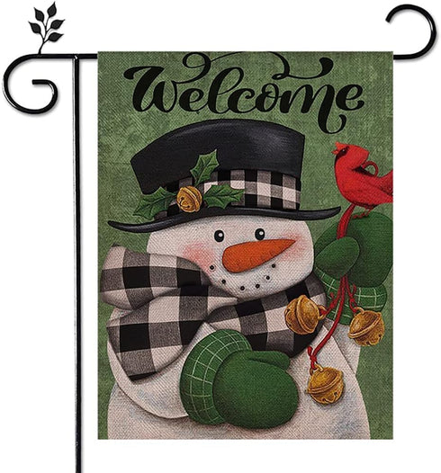 Christmas Welcome Garden Flag Floral Double Sided Vertical Rustic Farmhouse Yard Seasonal Holiday Outdoor Decor 12×18 Inch Y001...