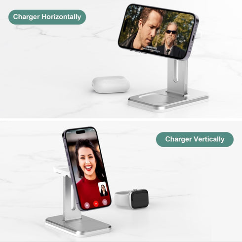 Wireless Charger 3 in 1 Charger Station Fast iPhone Charging Station with Adapter for 15,14,13,12 Pro/Max/Mini/Plus, iWatch 8/7/6/SE/5/4/3/2 and A...