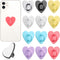 12 Pcs Cell Phone Finger Ring Adhesive Metal Phone Finger Grip Heart Shaped Cell Phone Ring Holder Phone Accessories Charm Loop Stand Phone Charm ...