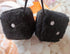 Retro Dots Fuzzy Dice Car Mirror Hanging with Suction, Cubic Square Plush Dice Auto Rearview Mirror Dice for Car Ornament Decoration (Black, 1 Pai...