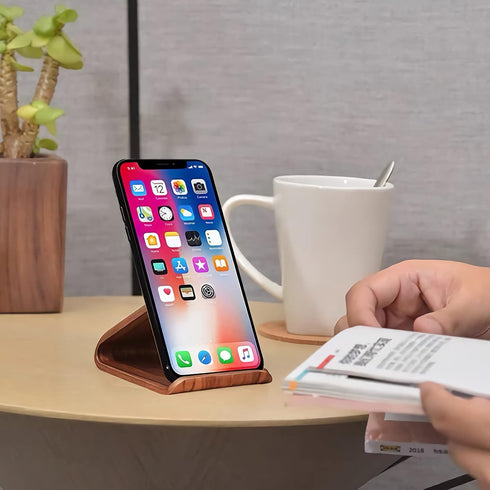 Wooden Cell Phone Stand, Universal Mobile Phone Holder Stand Non Slip Stable Desktop Phone Stand for iPhone, iPhone13,Samsung Galaxy Smartphones, ...