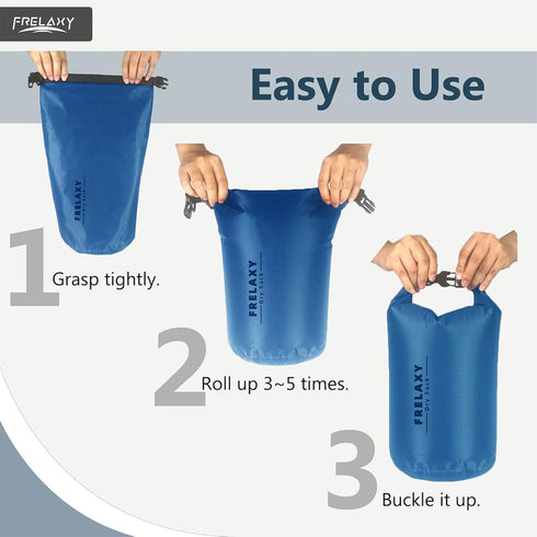 Frelaxy Waterproof Dry Bag 2 Pack/3 Pack, Lightweight Portable Dry Bags, 5L & 15L & 25L Durable Dry Sack Set Keep Gear Dry for Hiking, Camping, Bo...