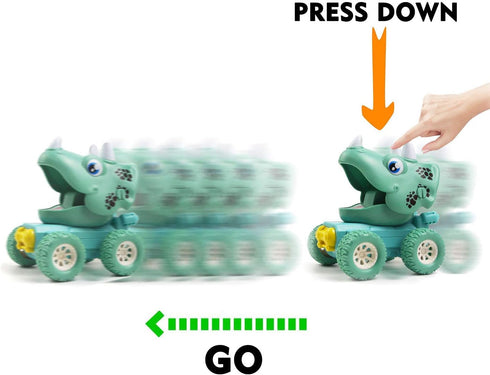 Dinosaur toy,press & go car toy dinosaur push and go toy for 2 3 4 5 year old boys girls Party birthday gift car toy(Wheel color random)...