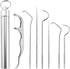 Dental Teeth Pick 7 Pack Stainless Steel Toothpick Kit Dental Tools Tooth Stains Remover Dental Floss Ficks Teeth Cleaning Tools with Holder for f...