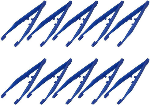 10Pcs First Aid Tweezers, Disposable Forceps, Practical Clamp Clips Accessories, Useful Plastic Repair Tools Kits for Elementary Science, Blue...