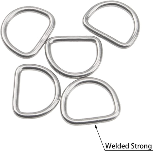 30Pcs 304 Stainless Steel Welded Heavy D-Rings for Hand DIY Accessories Hardware Bags Ring Dog Leashes Dee Ring (1/2inch)...
