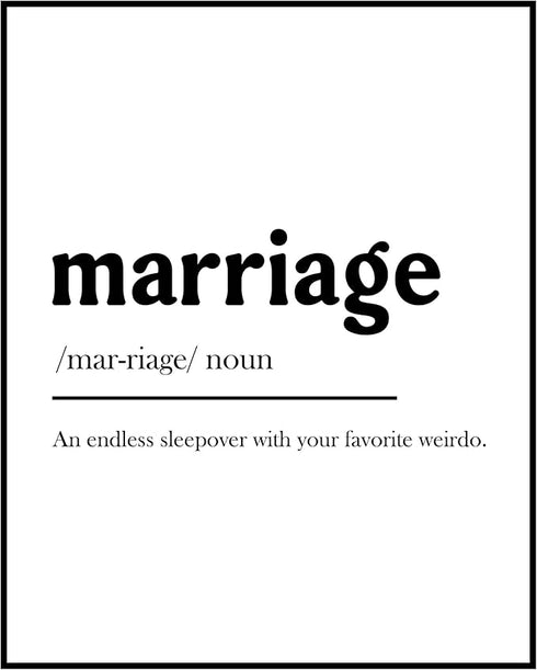 Posterizer 1 pcs-Marriage funny definition-Romantic Art-Comedy Art-Gifts for Women-Living Room Bedroom Decor- UNFRAMED Wall Art...