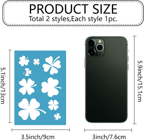 GORGECRAFT 2 Styles Patrick's Day Jewelry Shape Template Irish Shamrock Clover Reusable Leather Earrings Making Acrylic Cutouts Cutting Stencil fo...