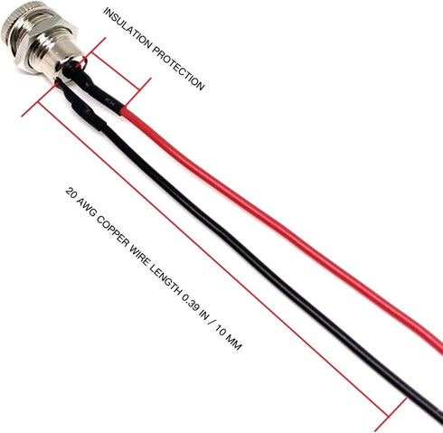 5.5 x 2.1 mm DC Power Jack Socket Threaded Female Panel Mount Connector Adapter with Dustproof Plug 6Pack...
