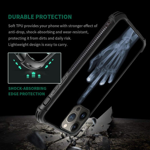 ZHEGAILIAN Case Compatible with iPhone 15 Pro Max,Skull Hand X-ray 15 Pro Max Cases for Men/Boys,UNBreak Reinforced Corners Back Cover Soft TPU Bu...