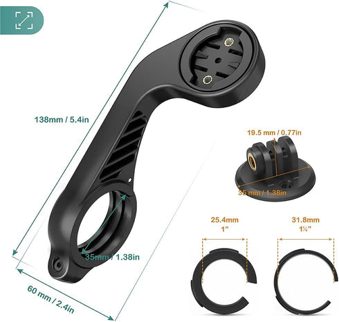 TUSITA Out Front Mount Compatible with Garmin Edge GPS Bike Computer, XOSS G/G+, iGPSPORT - Cycling Handlebar 25.4mm 31.8m...