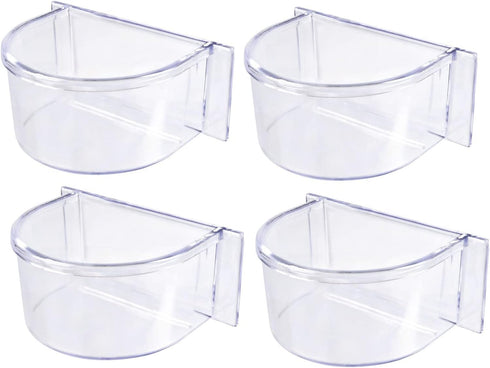 Lot of 4 Bird Cage Clear Plastic Seed Water Feeder Cups...
