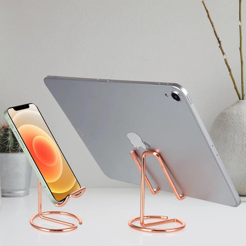 2 Pack Cell Phone Stand for Desk, Cute Metal Rose Gold Cell Phone Stand Holder Desk Accessories, Compatible with All Mobile Phones, iPhone, Switch...